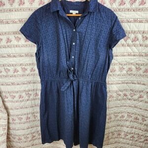 J. Crew Mercantile Eyelet Dress Tie Waist Short Sleeve Casual XXL‎